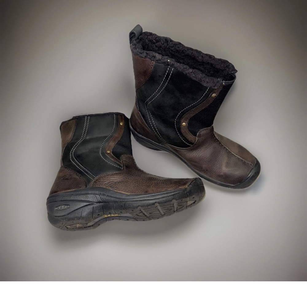 KEEN Chester Black Brown Leather Fleece Lined  Boots 5441 Womens 11 T22